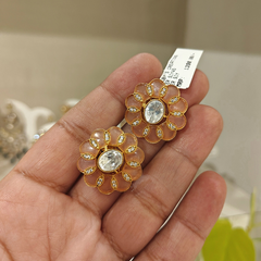 Padma Peach Polki Studs