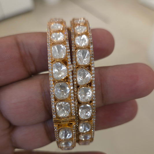 Rebecca hand set moissanite polki bangles