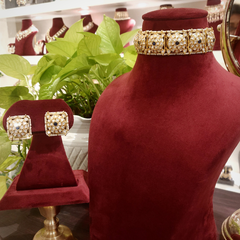 Ekiya Polki Choker Set (Blue, White)