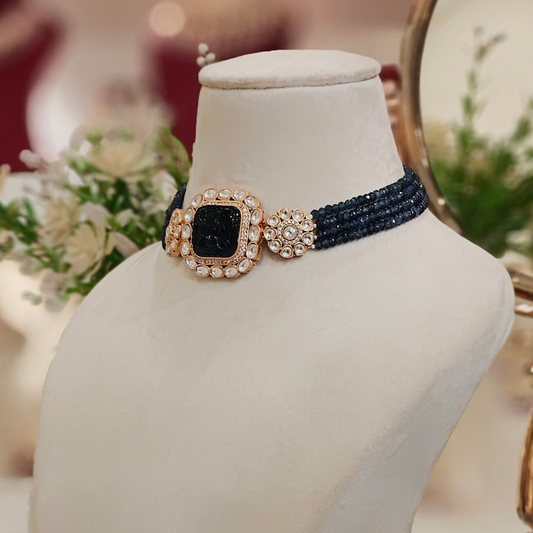 Arham blue Polki Set