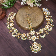 Enisa Kundan Green Sheeshpatti