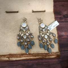 Nimrat Grey Polki Earrings