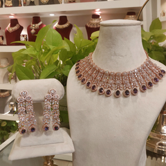 Hezal Purple Necklace set (Rose)
