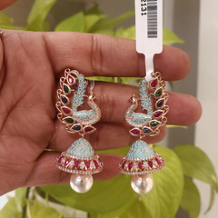 Morni MInt Enameled Jhumka