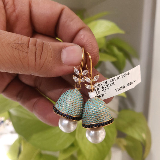 Amara Mint Enameled Jhumka