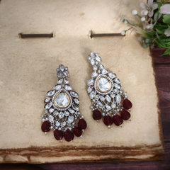 Yaavi Polki Earrings Maroon