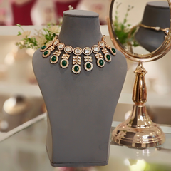 Anurima Green Polki Necklace Set