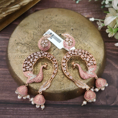 Peacock Pink Enameled Earrings