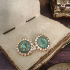 Ema Mint Green Enameled Studs
