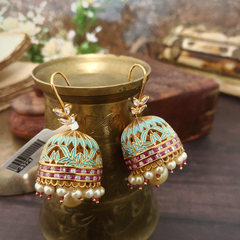 Sasha Mint Enameled Jhumka