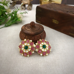 Aarzoo Maroon Polki Studs (Green)