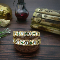 Charvi Polki Bangles (Golden, Green)