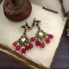 Farah Paachi Kundan Danglers (Green)