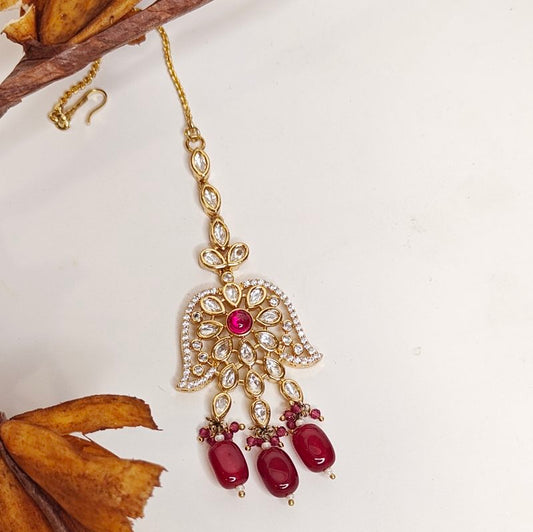 Fatima Polki Maangtikka (Ruby)