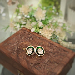 Arushi Moissanite Silver Studs (Golden, Green)