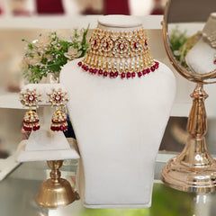 Deepika Maroon Paachi Kundan Set