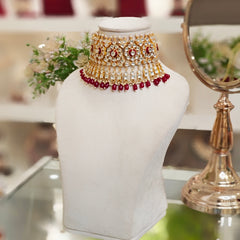 Deepika Maroon Paachi Kundan Set