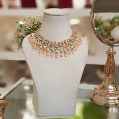 Anika Peach Kundan Set