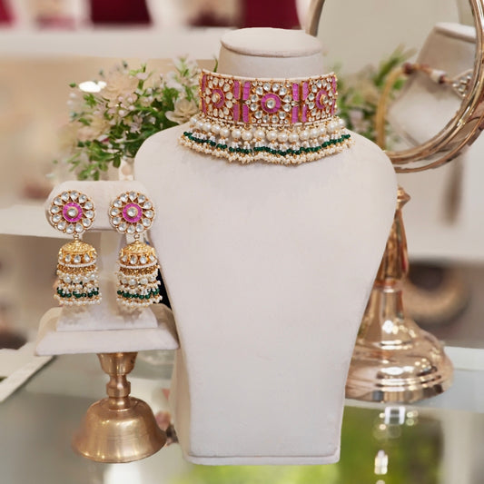 Eiravati Pnk Paachi Kundan Set