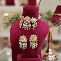 Ruhi Mint green Paachi Kundan Set