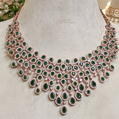 Mia Emerald Green neckline set rose