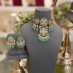 Ruhi Paachi Kundan Set (Mint Green)