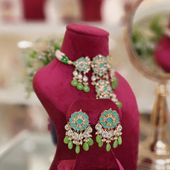 Ruhi Paachi Kundan Set (Parrot green)