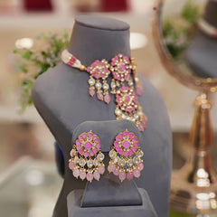 Ruhi Pink Paachi Kundan Set