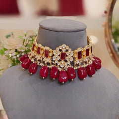 Hashneen Paachi Kundan Choker set (Ruby)