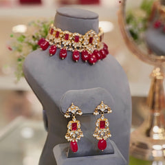Hashneen Paachi Kundan Choker set (Ruby)