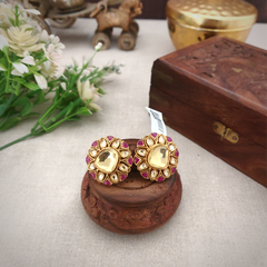 Jiya Magenta Polki Studs