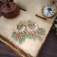 Mysha Polki Chaandbali in Mint Green