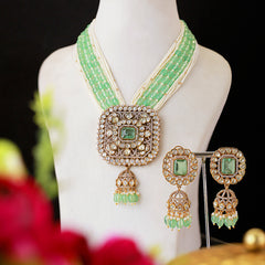 Rekha Polki Long set (Mint green )