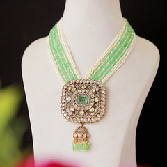 Rekha Polki Long set (Mint green )