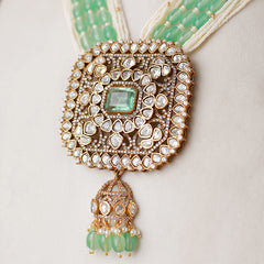 Rekha Polki Long set (Mint green )