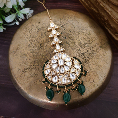 Zaira Polki Tikka green