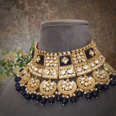 Miraan Polki Choker Set (Blue)