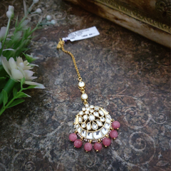 Veedusha Kundan Maangtikka (Pink, White)