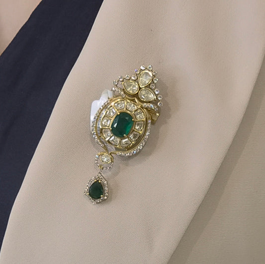 Trinity moissanite polki brooch