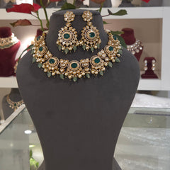 Rohini silver foil polki set