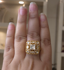 Palak Mossonite polki ring