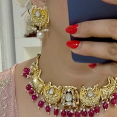 Nazneen fusion kundan polki necklace set