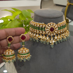 Heena moissanite polki choker set