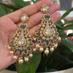 Radhika silver foil Polki necklace set