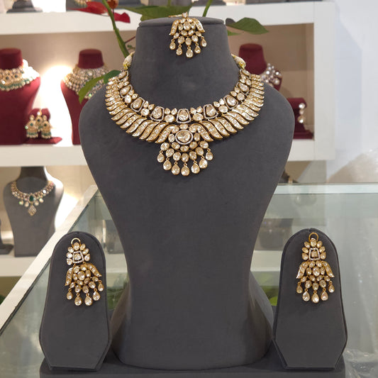 Ramneek moissanite polki necklace set
