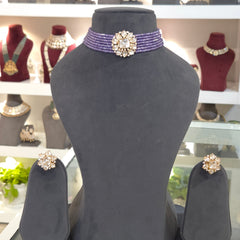 Mahreen moissanite polki choker set .
