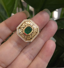 Saman moissanite polki ring