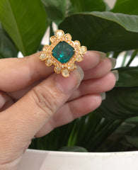 Hemanshi moissanite polki ring