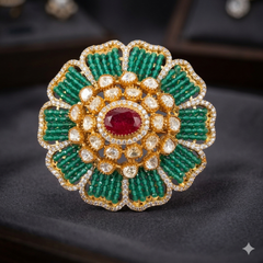 Khepar moissanite polki brooch
