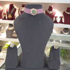 Mahreen moissanite polki choker set .